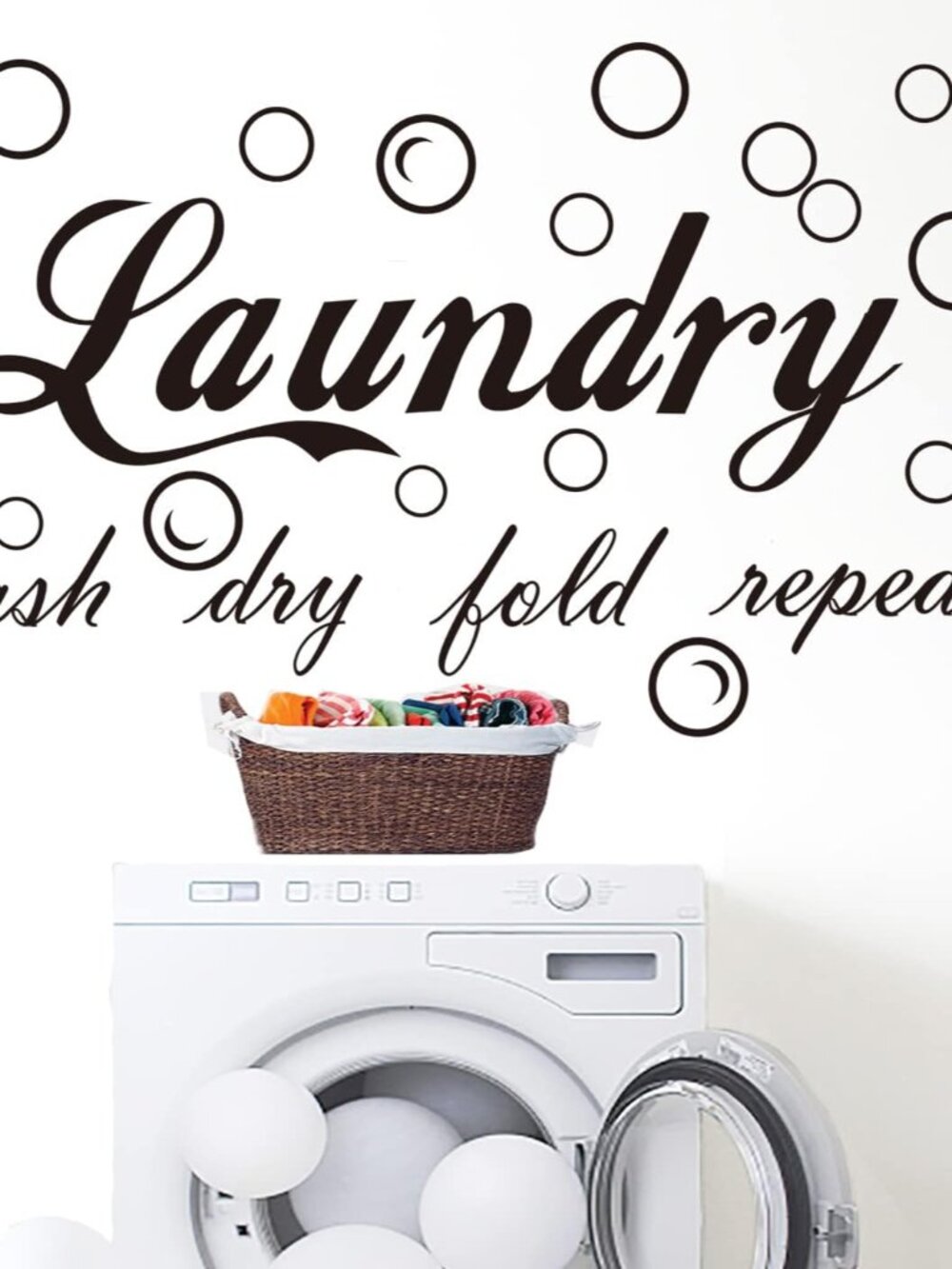 23 Pieces Characteristic Laundry Room Vinyl Wall Decal Saying Wash Dry Fold Repe